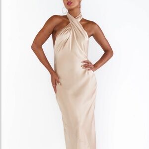 NWT Show Me Your Mumu Jasmine halter maxi in champagne